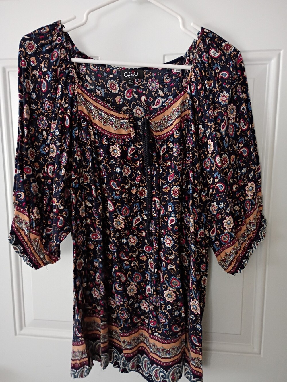 GiGiO Navy Paisley Boho Tunic with Multicolor Accents